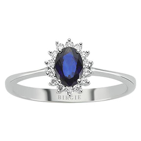Bague diamant et saphir ovale
