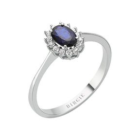 Bague diamant et saphir ovale