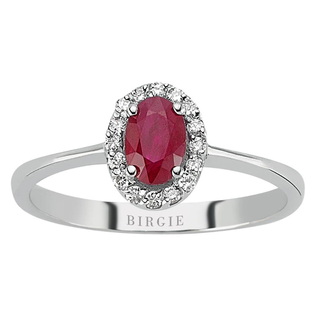 Bague rubis et diamants taille ovale