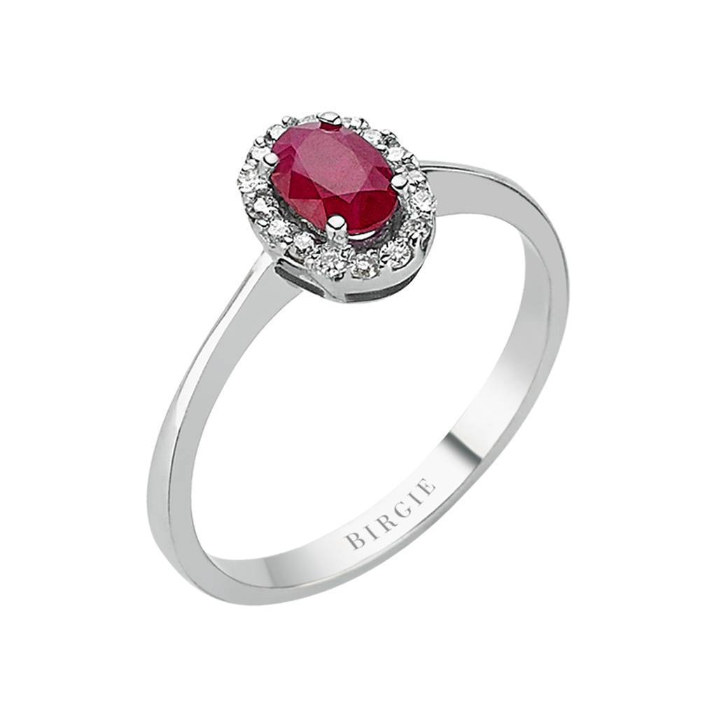 Bague rubis et diamants taille ovale