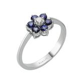 Bague Marguerite Saphir et Diamant