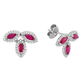Diamond and Marquise Ruby Stud Earrings