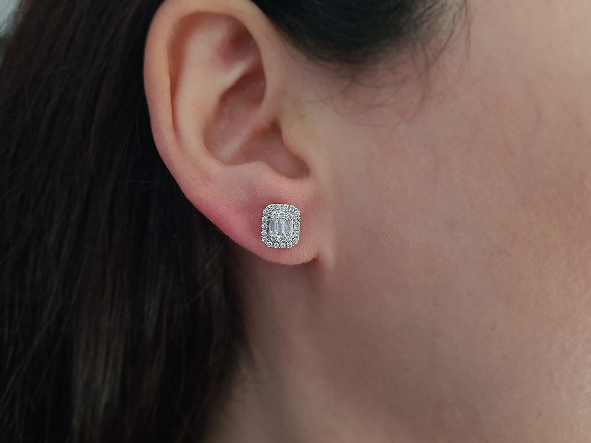 0.68 total carat diamond tria stud earrings