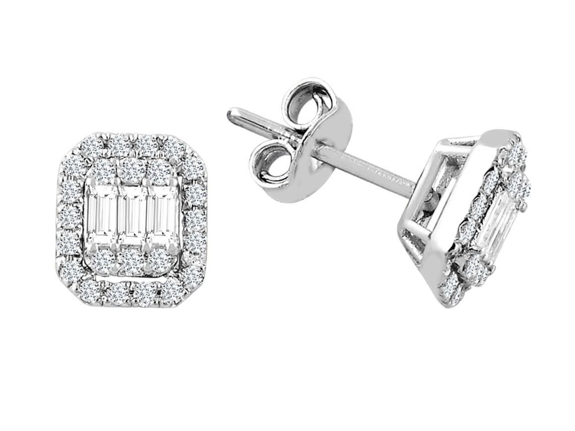 0.68 total carat diamond tria stud earrings