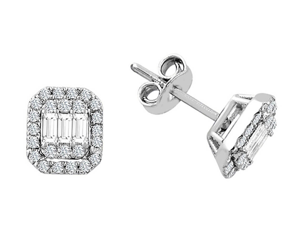 Boucles d'oreilles à tige en diamant baguette de 0,40 carat au total
