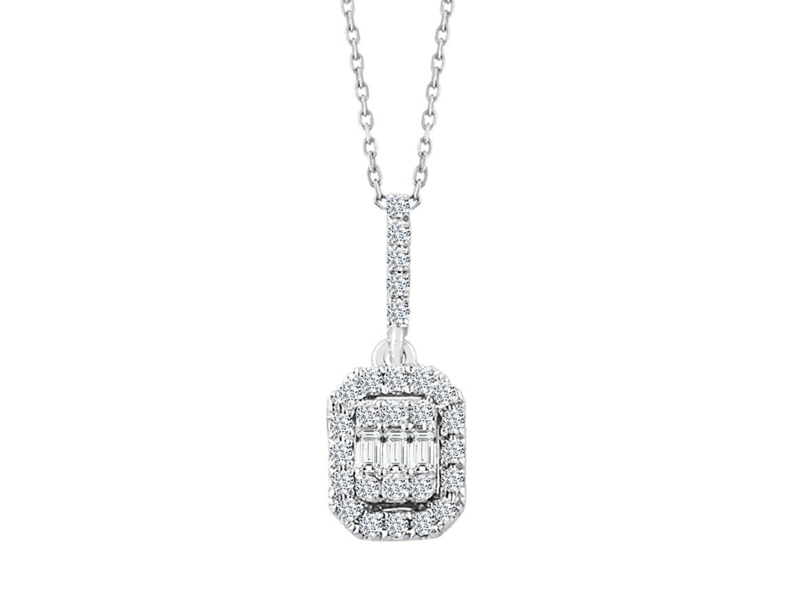 Collier baguette diamant 0,23 carat