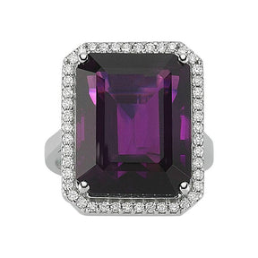 Bague en diamant et améthyste taille octogonale