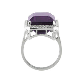 Bague en diamant et améthyste taille octogonale