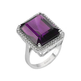 Bague en diamant et améthyste taille octogonale