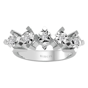 0.15 carat engagement ring with five diamonds