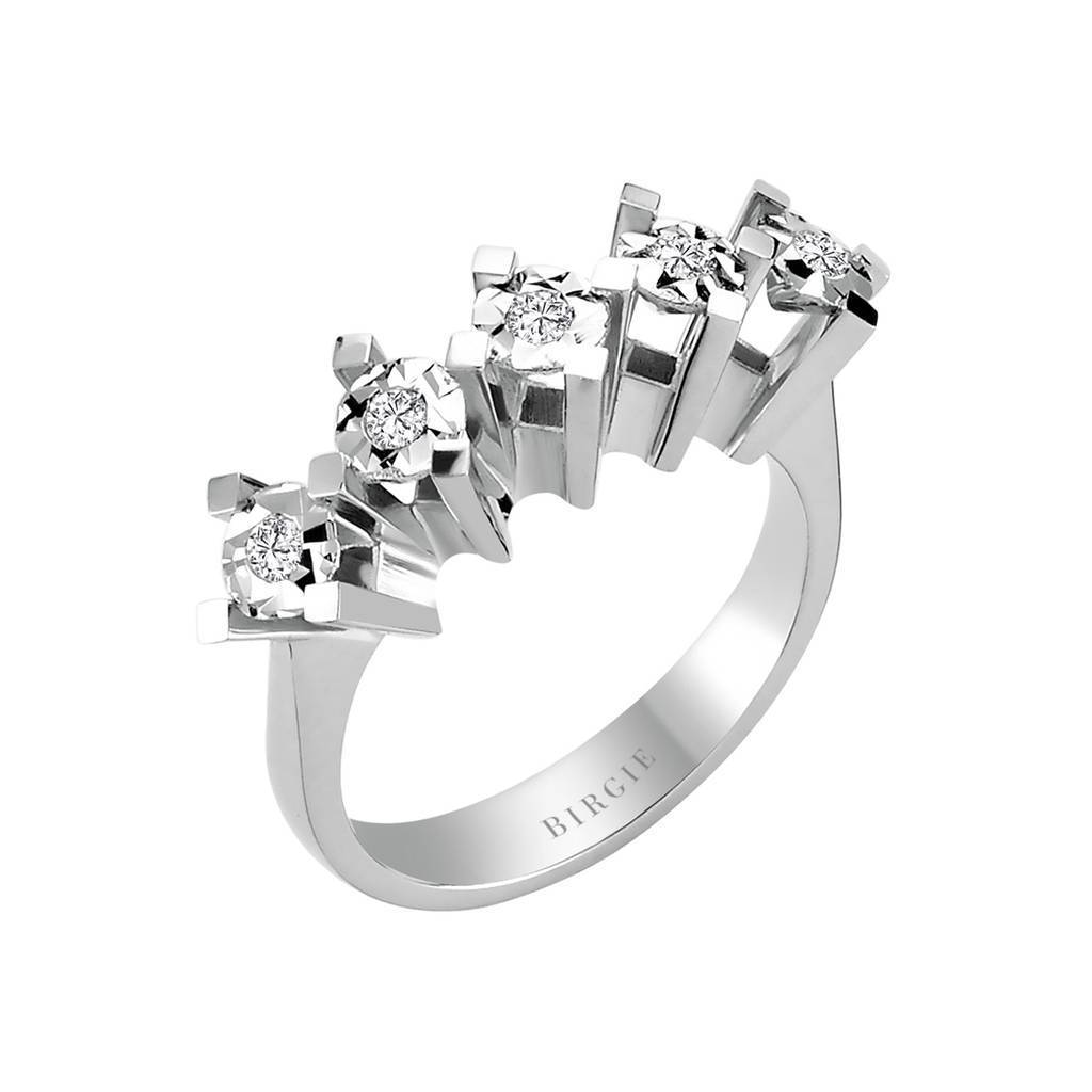 0.15 carat engagement ring with five diamonds