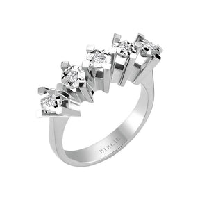 0.15 carat engagement ring with five diamonds