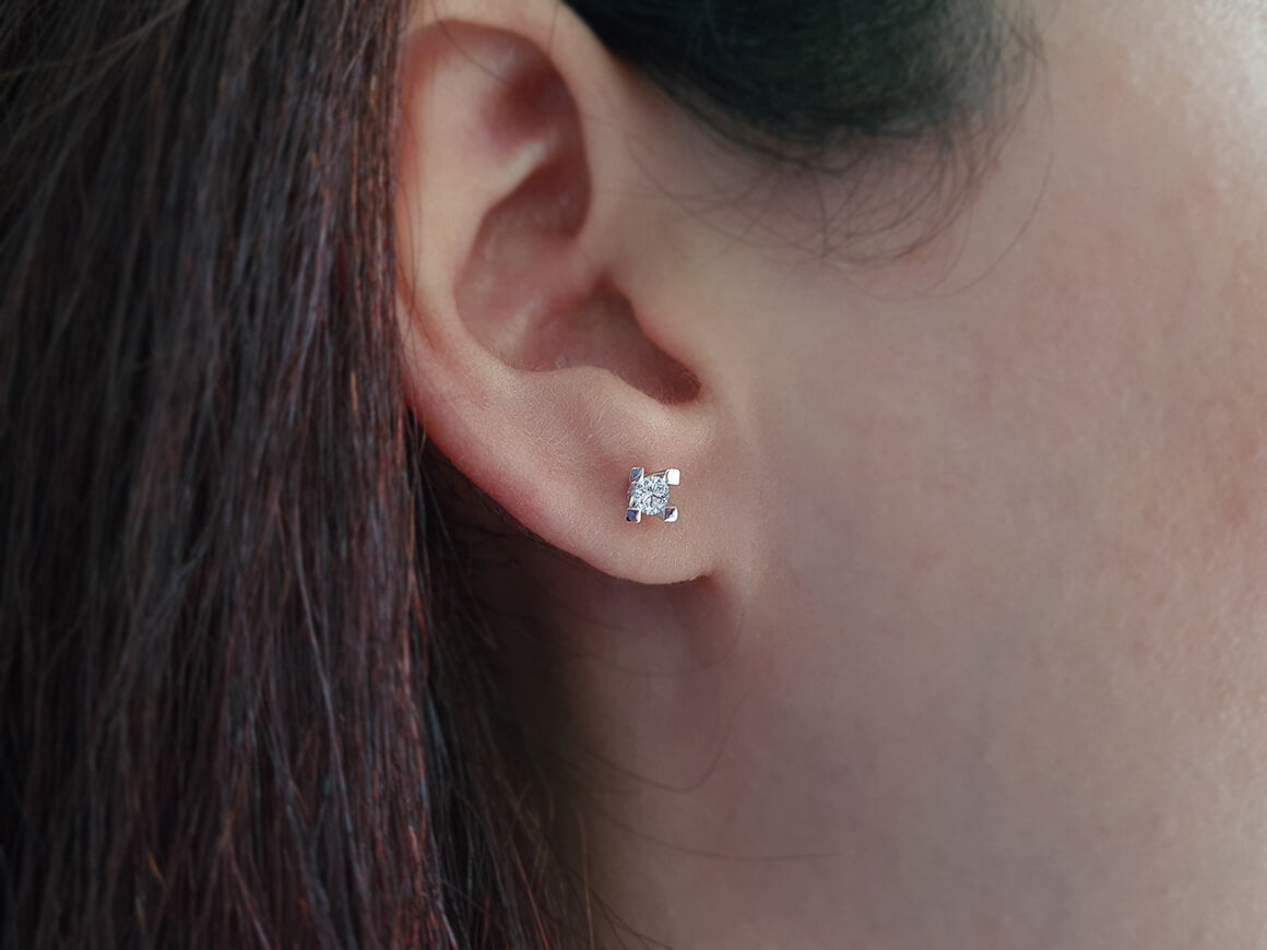 Boucles d'oreilles solitaires diamant 0,26 carat
