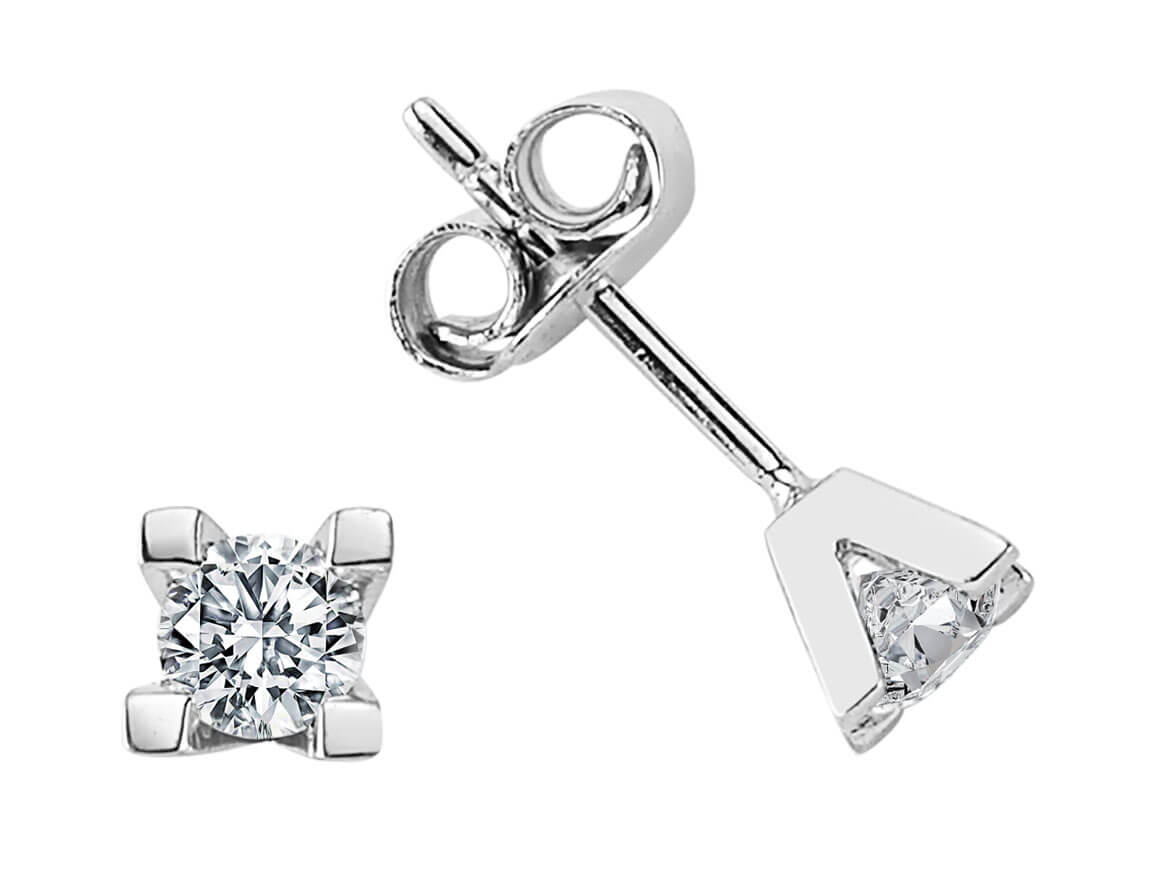 Boucles d'oreilles solitaires diamant 0,41 carat