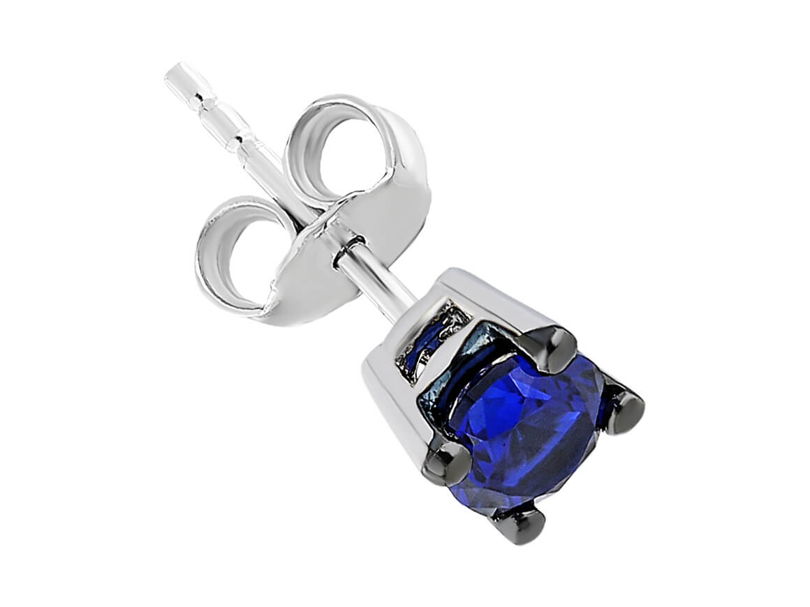 Sapphire Solitaire Men's Stud Earrings