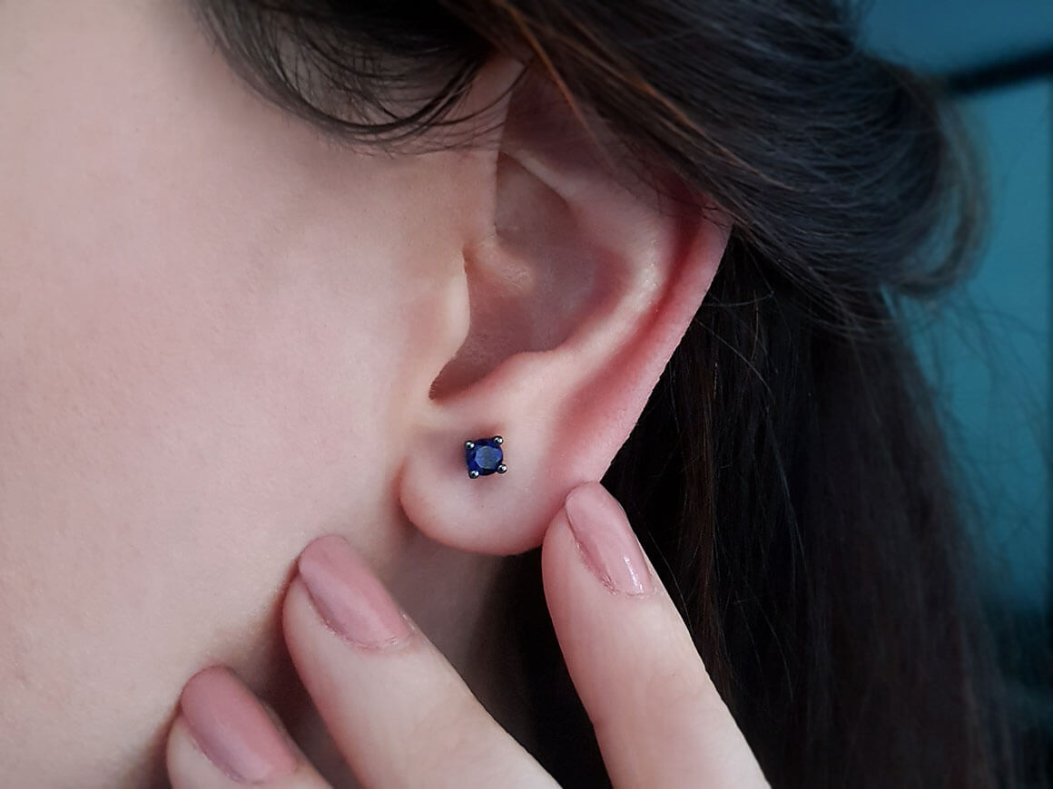 Sapphire Solitaire Stud Earrings
