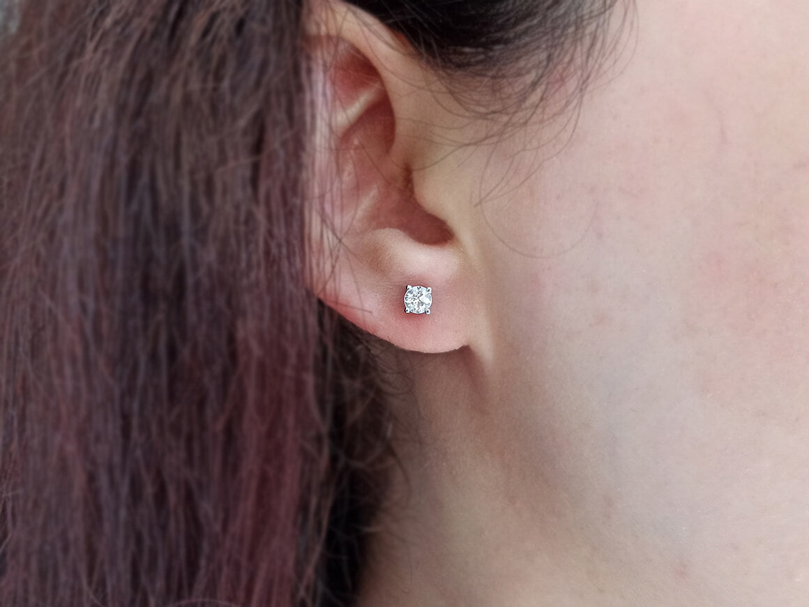 White Sapphire Solitaire Stud Earrings