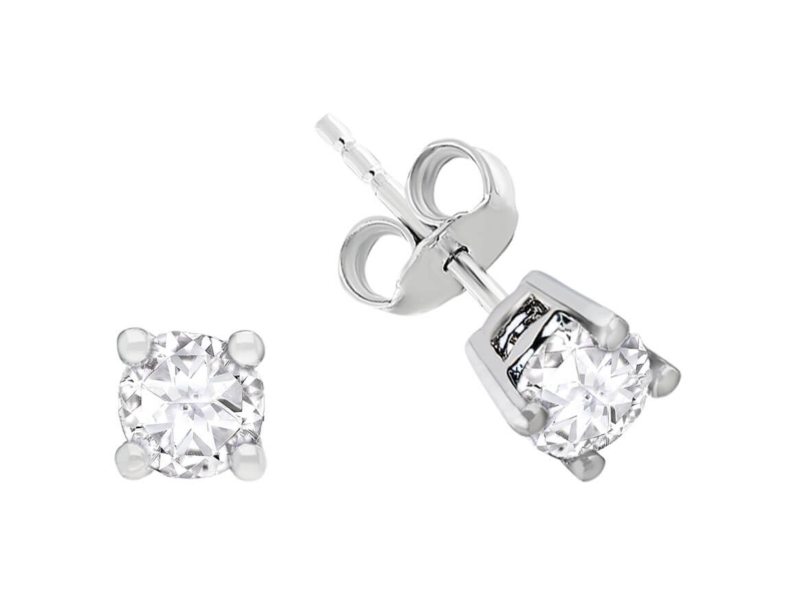 White Sapphire Solitaire Stud Earrings