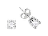 White Sapphire Solitaire Stud Earrings