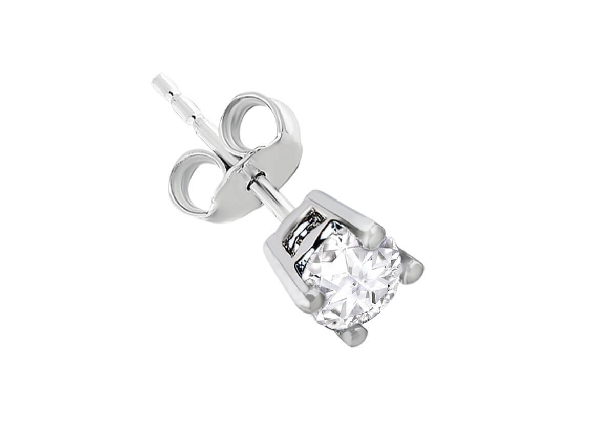 White Sapphire Solitaire Men's Stud Earrings
