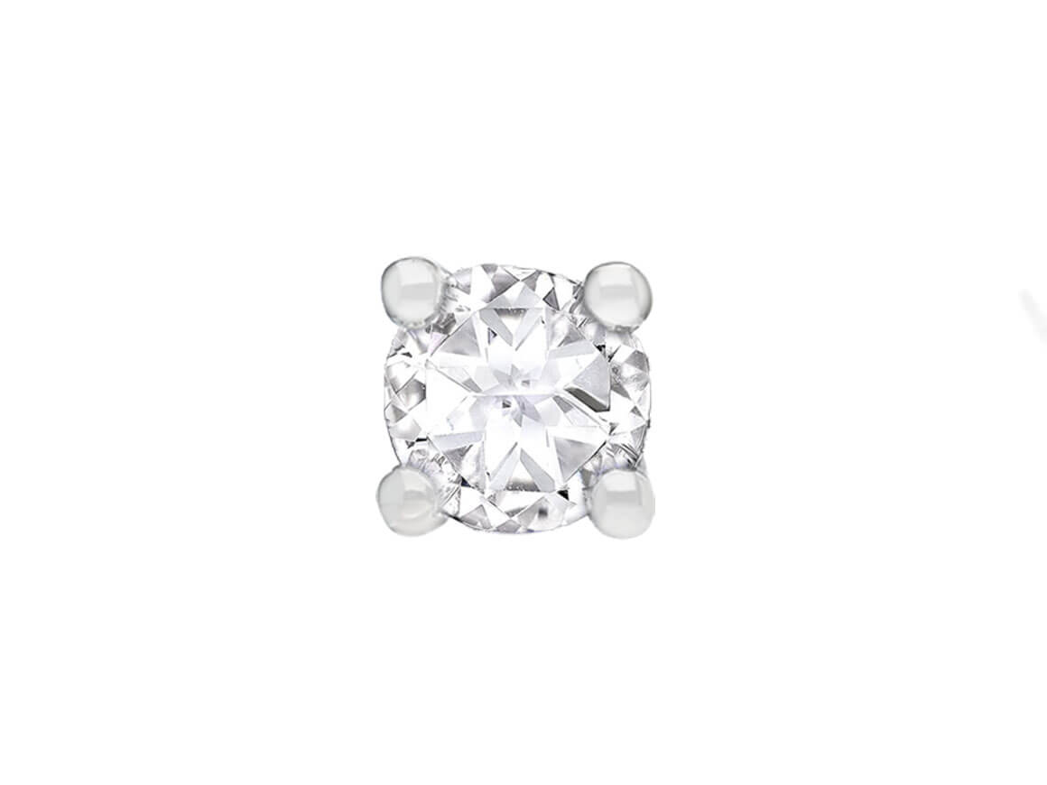 White Sapphire Solitaire Men's Stud Earrings