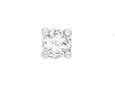 White Sapphire Solitaire Men's Stud Earrings