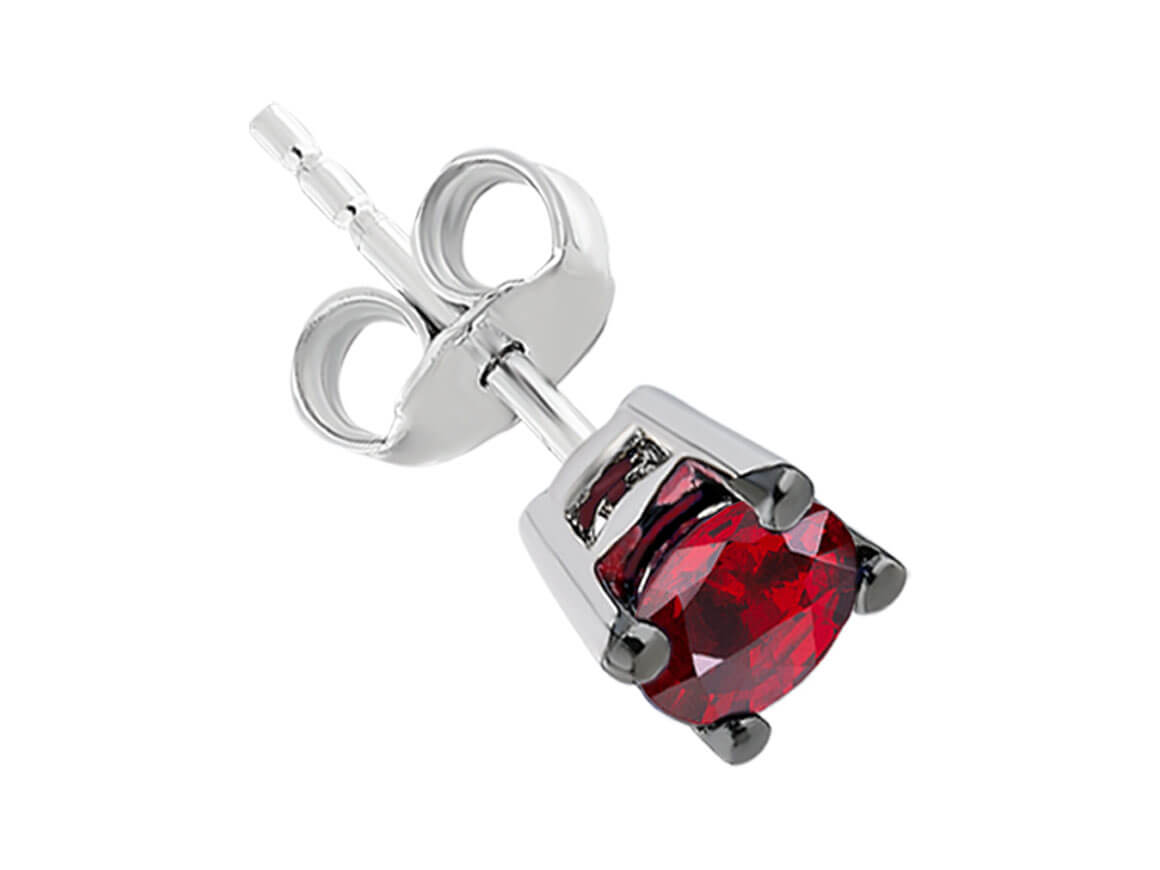 Ruby Solitaire Men's Stud Earrings