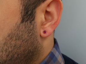 Ruby Solitaire Men's Stud Earrings