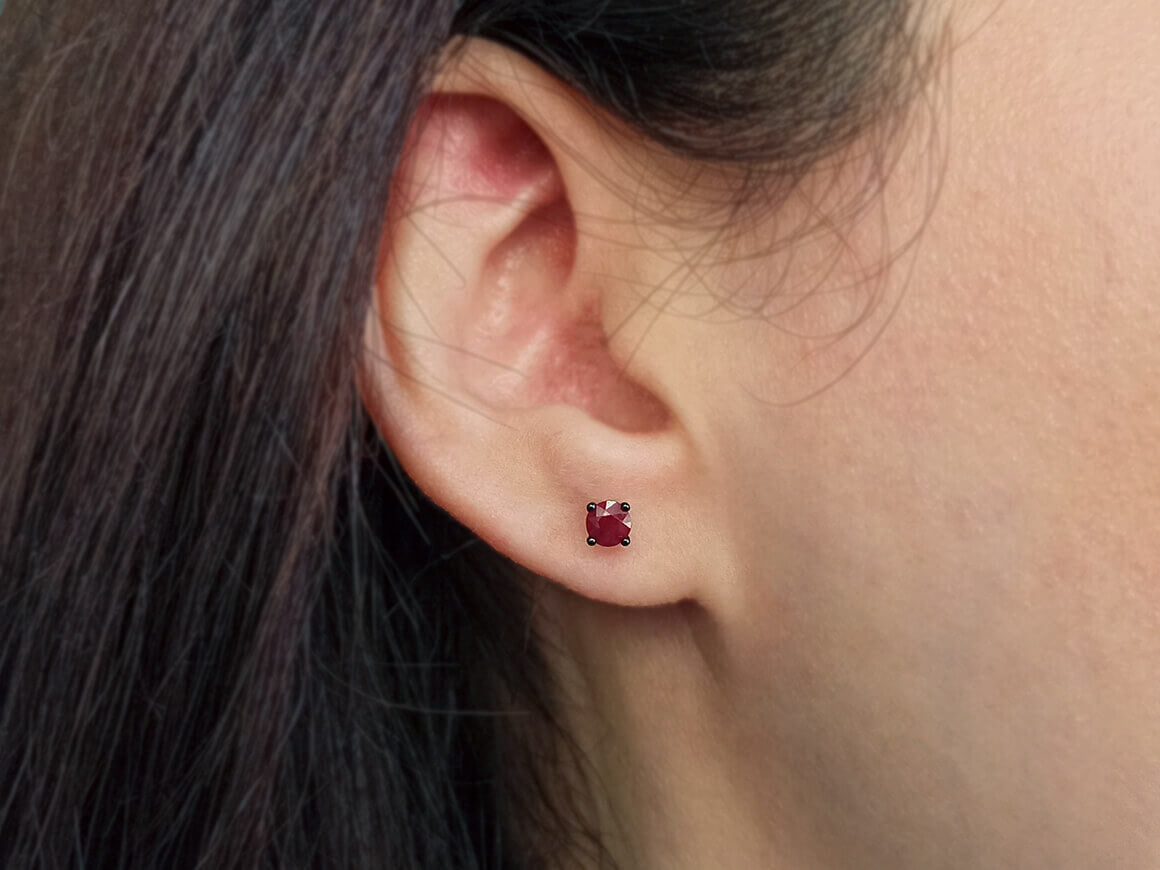 Ruby Solitaire Stud Earrings