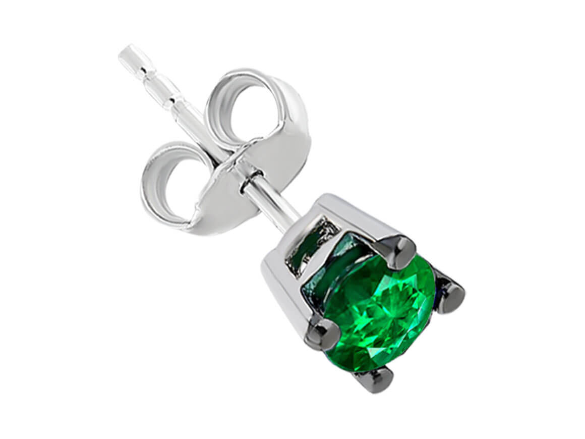 Emerald Solitaire Men's Stud Earrings