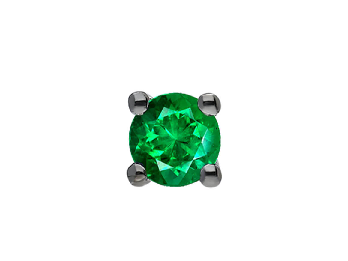 Emerald Solitaire Men's Stud Earrings