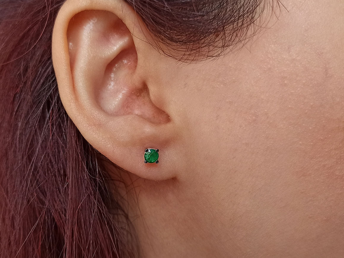 Emerald Solitaire Stud Earrings