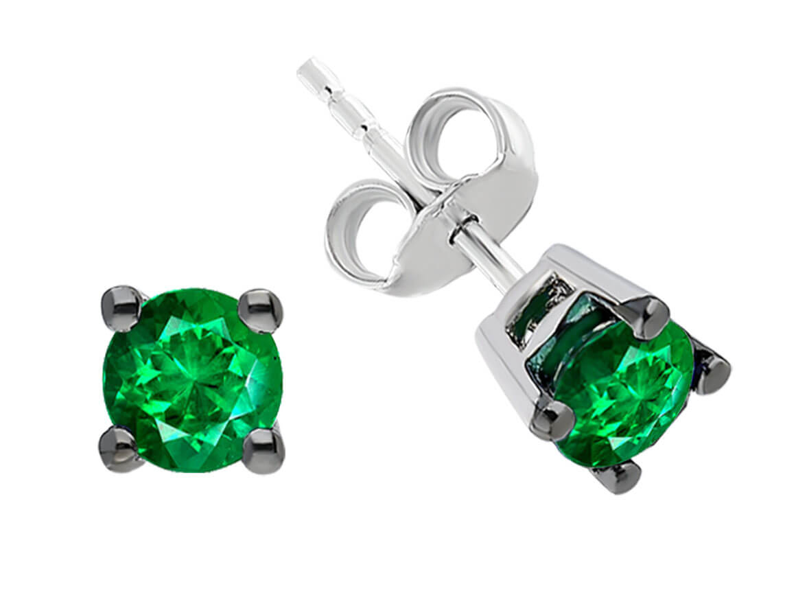 Emerald Solitaire Stud Earrings