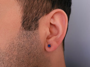 Tanzanite Solitaire Men's Stud Earrings