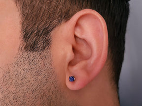 Tanzanite Solitaire Men's Stud Earrings