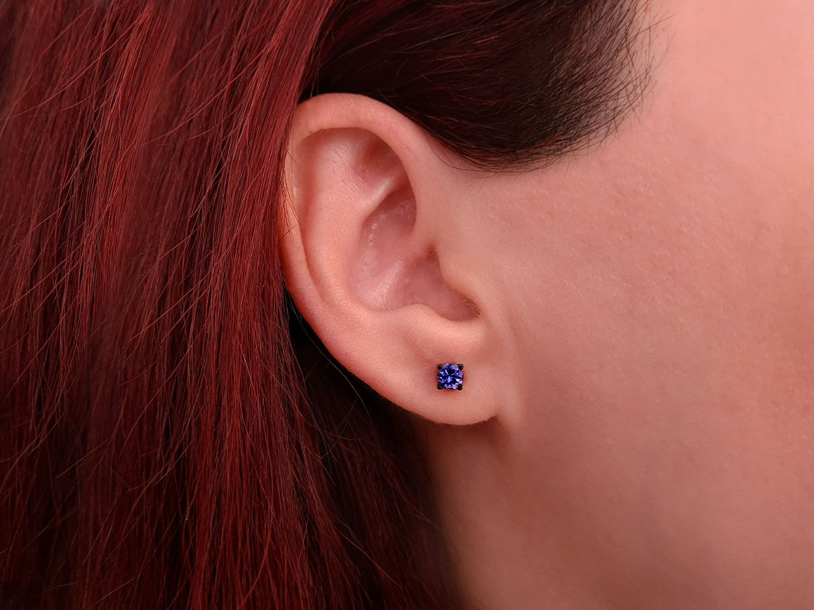 Tanzanite Solitaire Stud Earrings