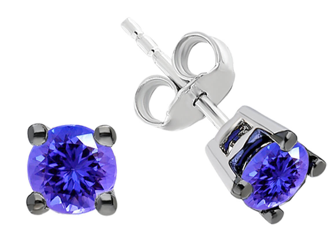 Tanzanite Solitaire Stud Earrings