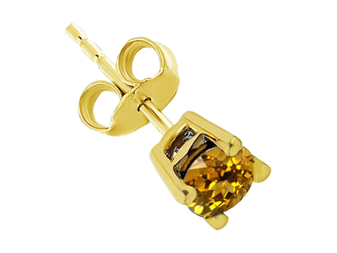 Citrine Solitaire Men's Stud Earrings