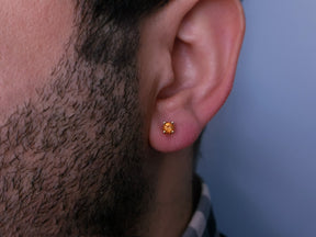 Citrine Solitaire Men's Stud Earrings