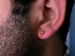 Citrine Solitaire Men's Stud Earrings