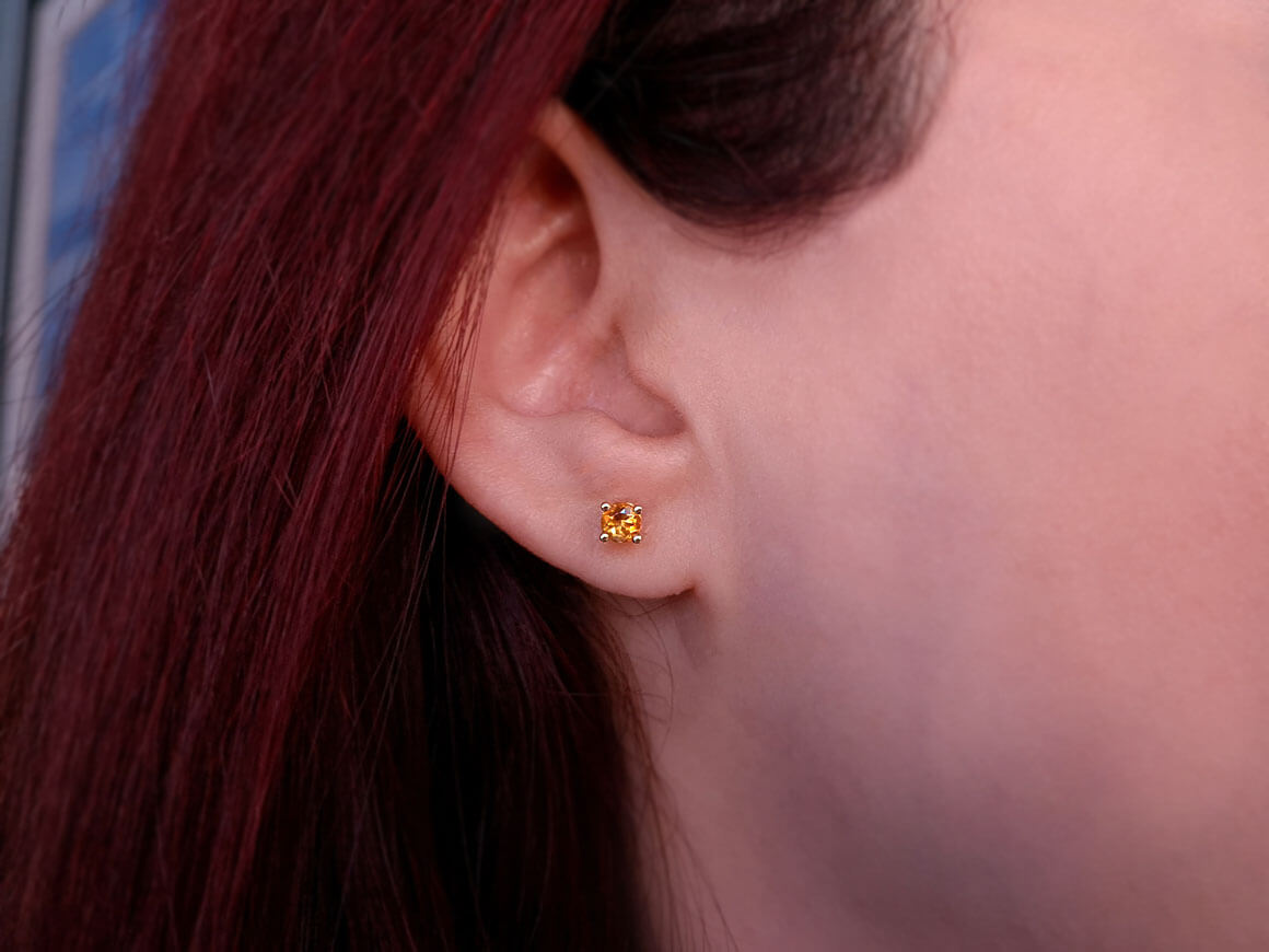 Citrine Solitaire Stud Earrings