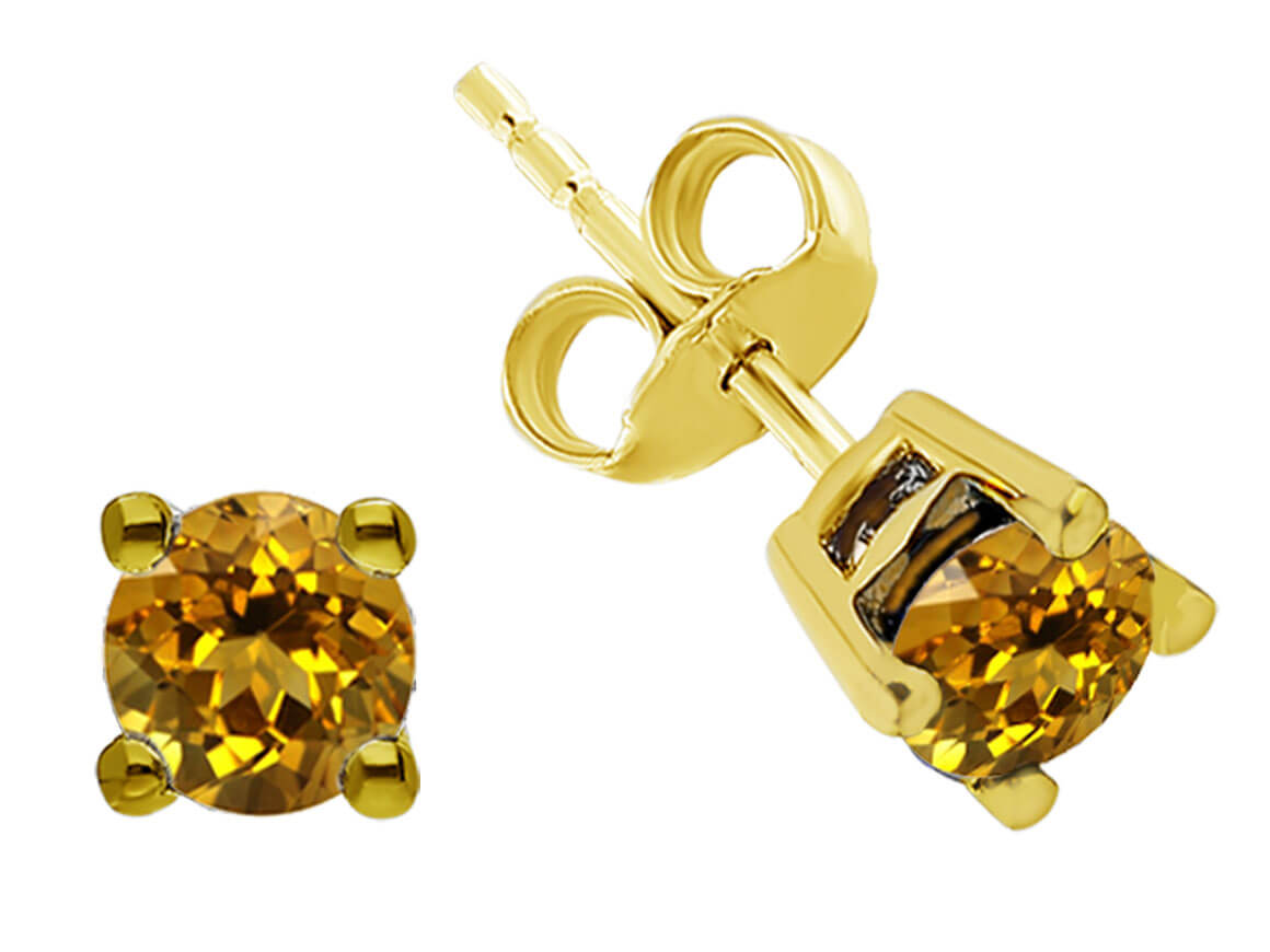 Citrine Solitaire Stud Earrings