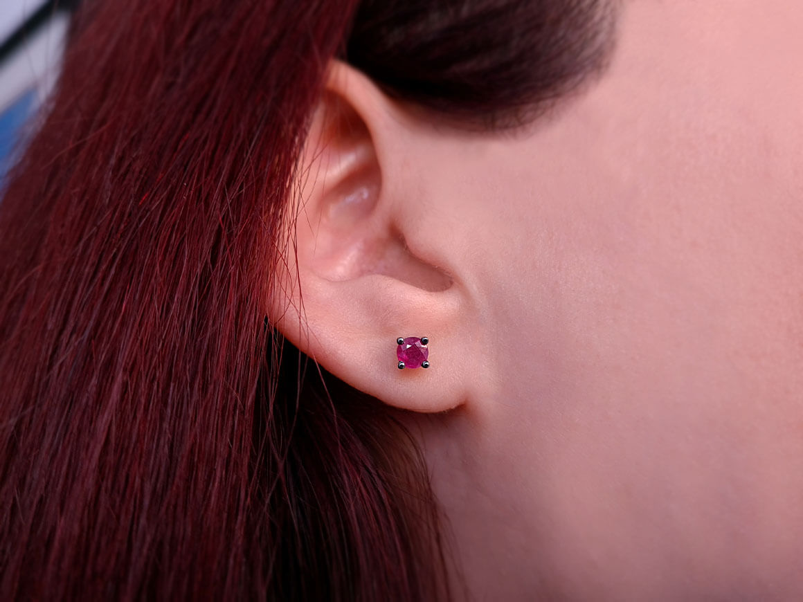 Rose Sapphire Solitaire Stud Earrings