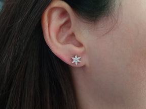 Diamond crocus flower stud earrings