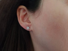 Diamond crocus flower stud earrings