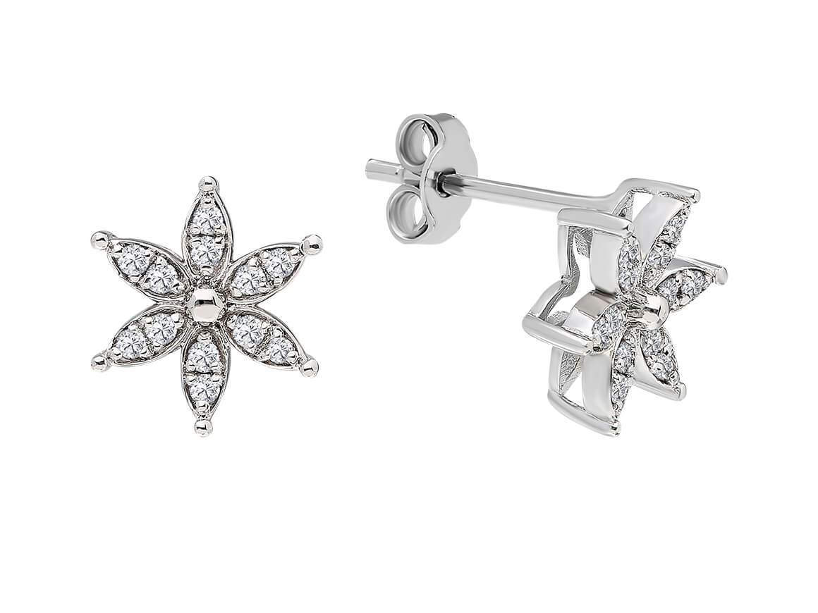 Diamond crocus flower stud earrings