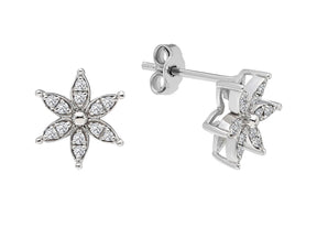 Diamond crocus flower stud earrings