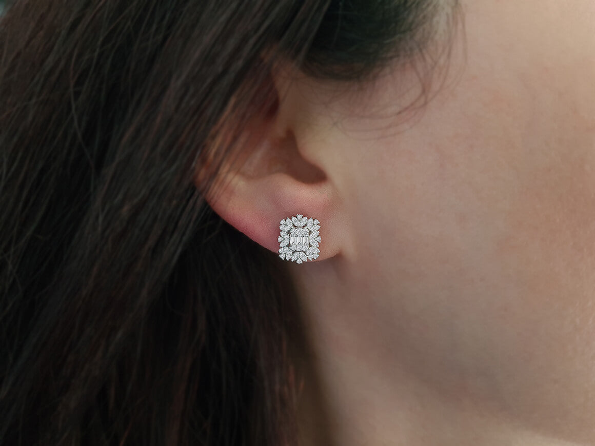 Diamond Vega Star Baguette Stud Earrings