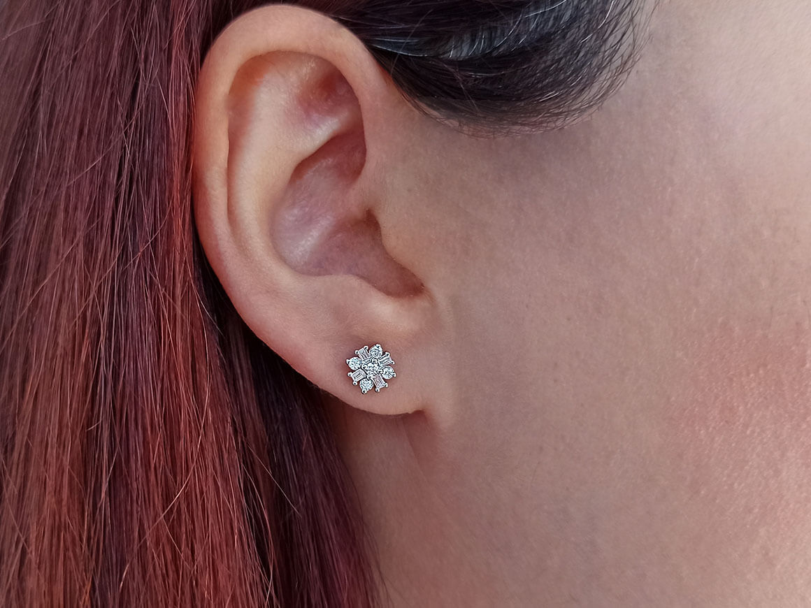 Diamond Capella Star Baguette Stud Earrings