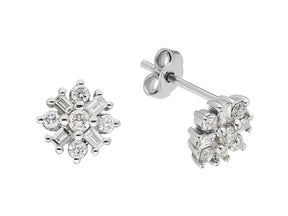 Boucles d'oreilles à tige en diamant Capella Star Baguette